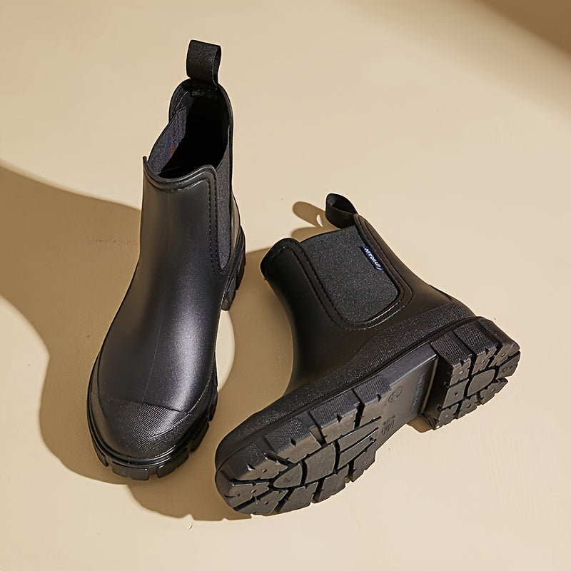 Regenstiefel für den Herbst - Halbhohe wasserdichte Gummistiefel mit rutschfester Sohle für Damen