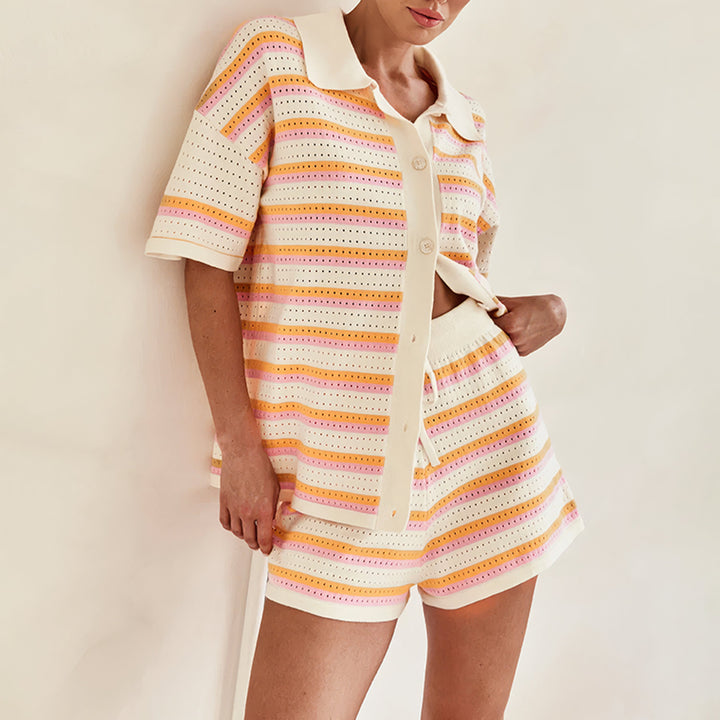 Zweiteiler für Damen - Elegante Kurzarmbluse mit Shorts für den Sommer
