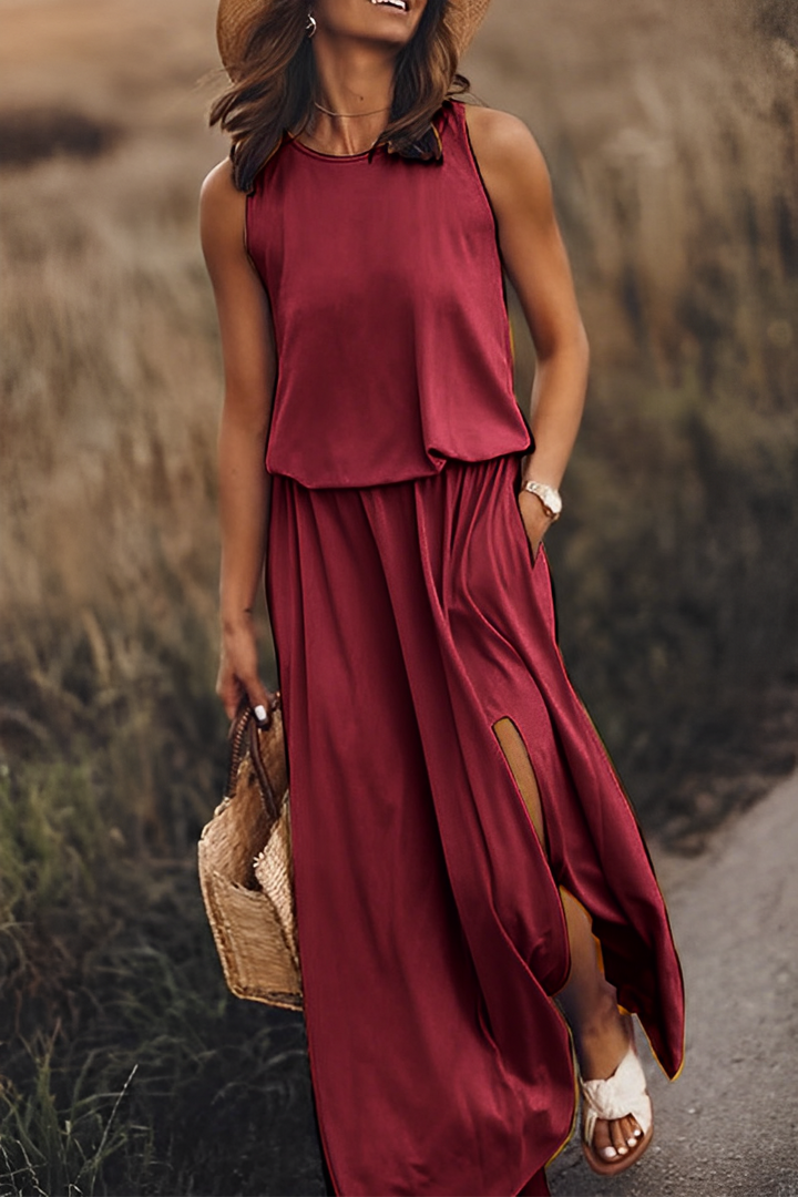 Layla Casual-Kleid | Modernes ärmelloses Kleid mit Ausschnitt