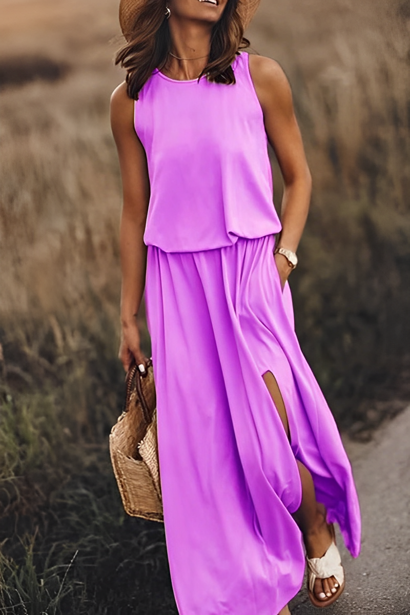 Layla Casual-Kleid | Modernes ärmelloses Kleid mit Ausschnitt