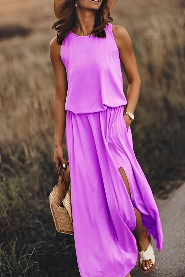 Layla Casual-Kleid | Modernes ärmelloses Kleid mit Ausschnitt
