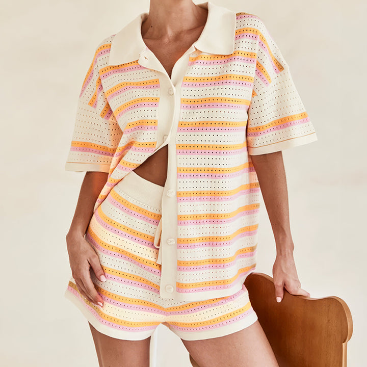 Zweiteiler für Damen - Elegante Kurzarmbluse mit Shorts für den Sommer