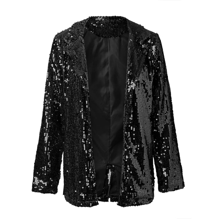 Glitzer Blazer für den Herbst - Stilvolle Lange Jacke mit Glitzernde Pailletten für Damen