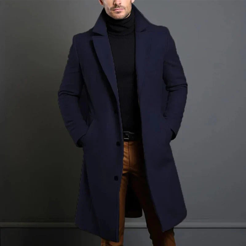 Wollmantel für Herren - Hochwertiger langer Mantel für Herbst & Winter