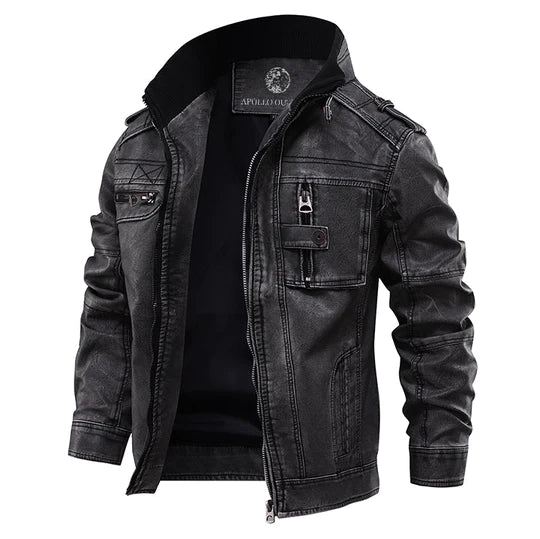 Lederjacke für den Herbst - Premium Übergangsjacke mit Kapuze für Herren