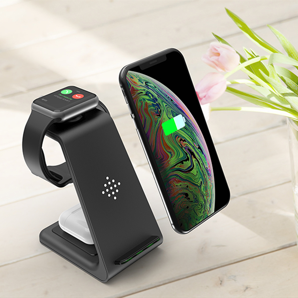 Kabelloses Ladegerät 3-in-1 iPhone Samsung - Drahtlose Ladestation Handy Uhr Kopfhörer Herbst