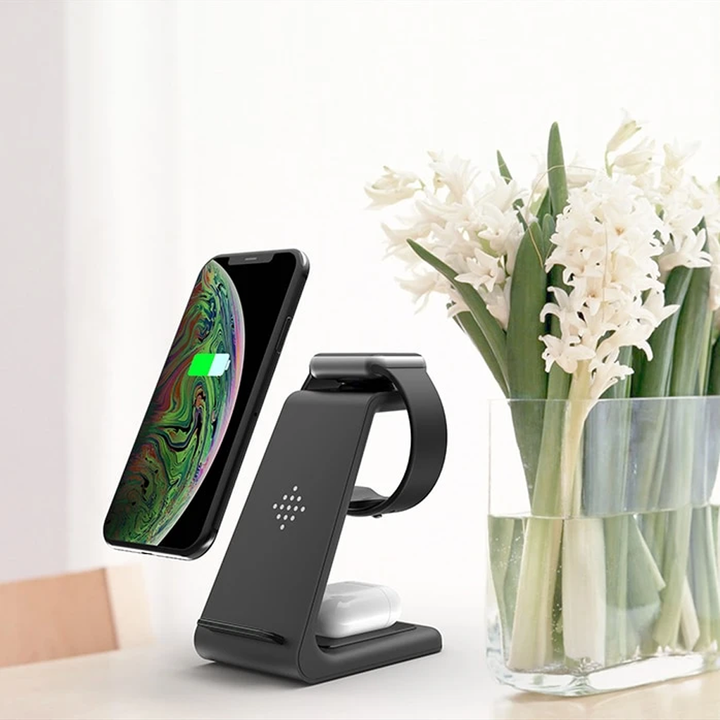 Kabelloses Ladegerät 3-in-1 iPhone Samsung - Drahtlose Ladestation Handy Uhr Kopfhörer Herbst