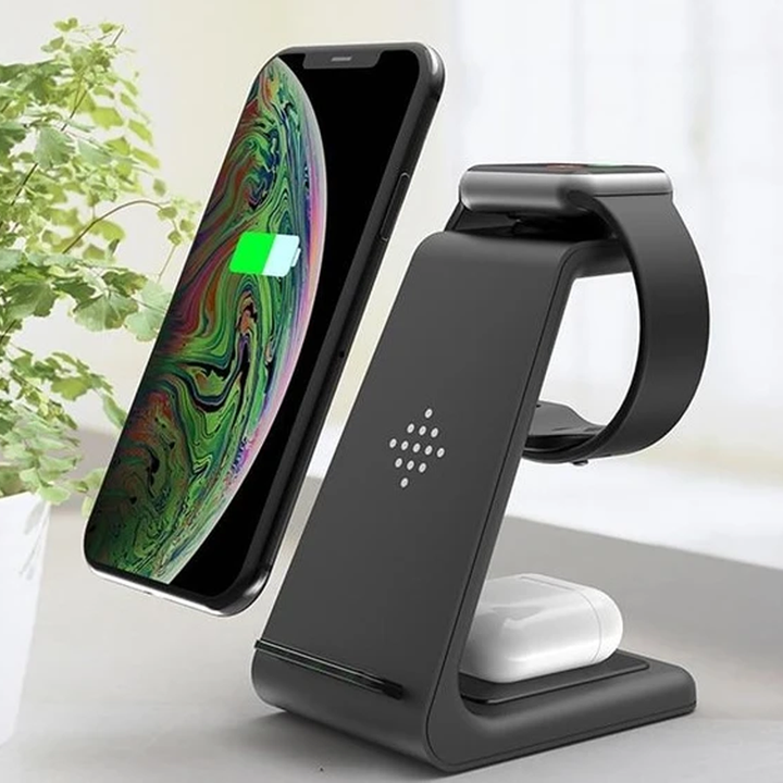 Kabelloses Ladegerät 3-in-1 iPhone Samsung - Drahtlose Ladestation Handy Uhr Kopfhörer Herbst