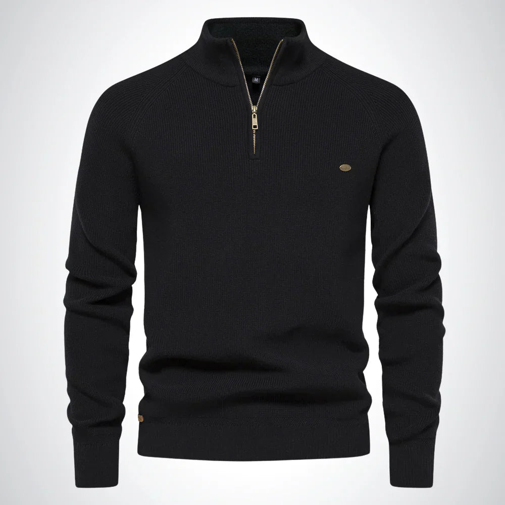Troyer für den Herbst - Baumwoll-Pullover mit Halb Zip für Herren