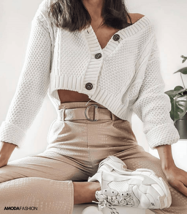 Bequemer Wollcardigan mit gerippten Bündchen und Knopfleiste für Damen