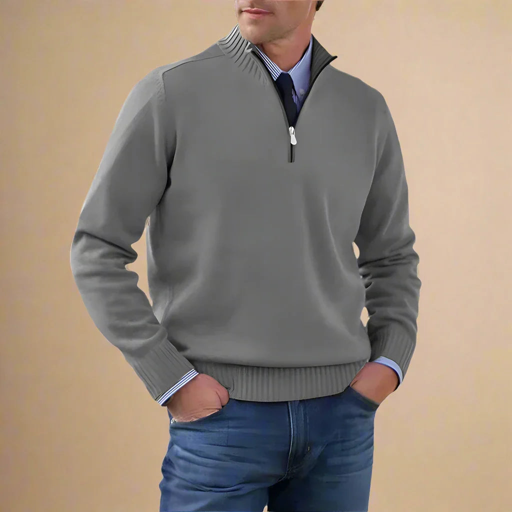 Troyer für kalte Tage - Business Casual Strickpullover mit Reißverschluss für Herren