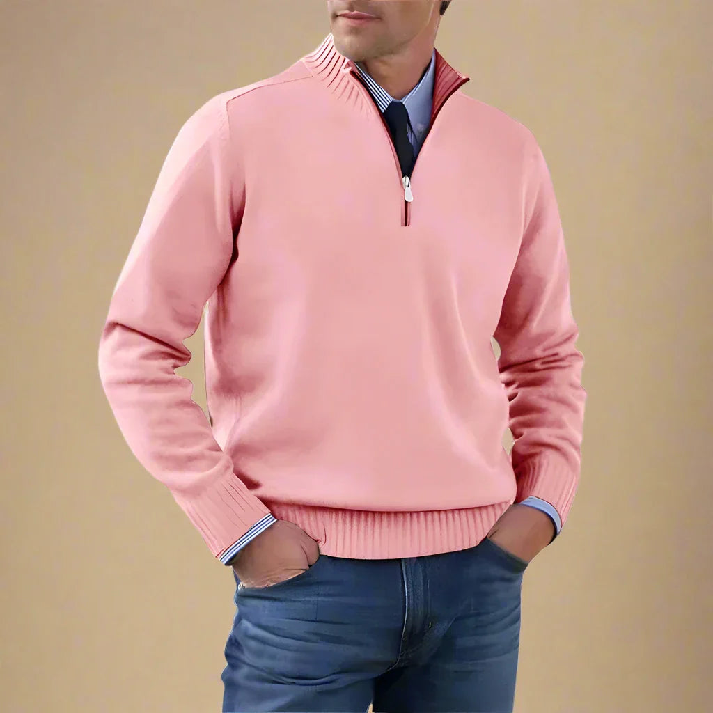 Troyer für kalte Tage - Business Casual Strickpullover mit Reißverschluss für Herren