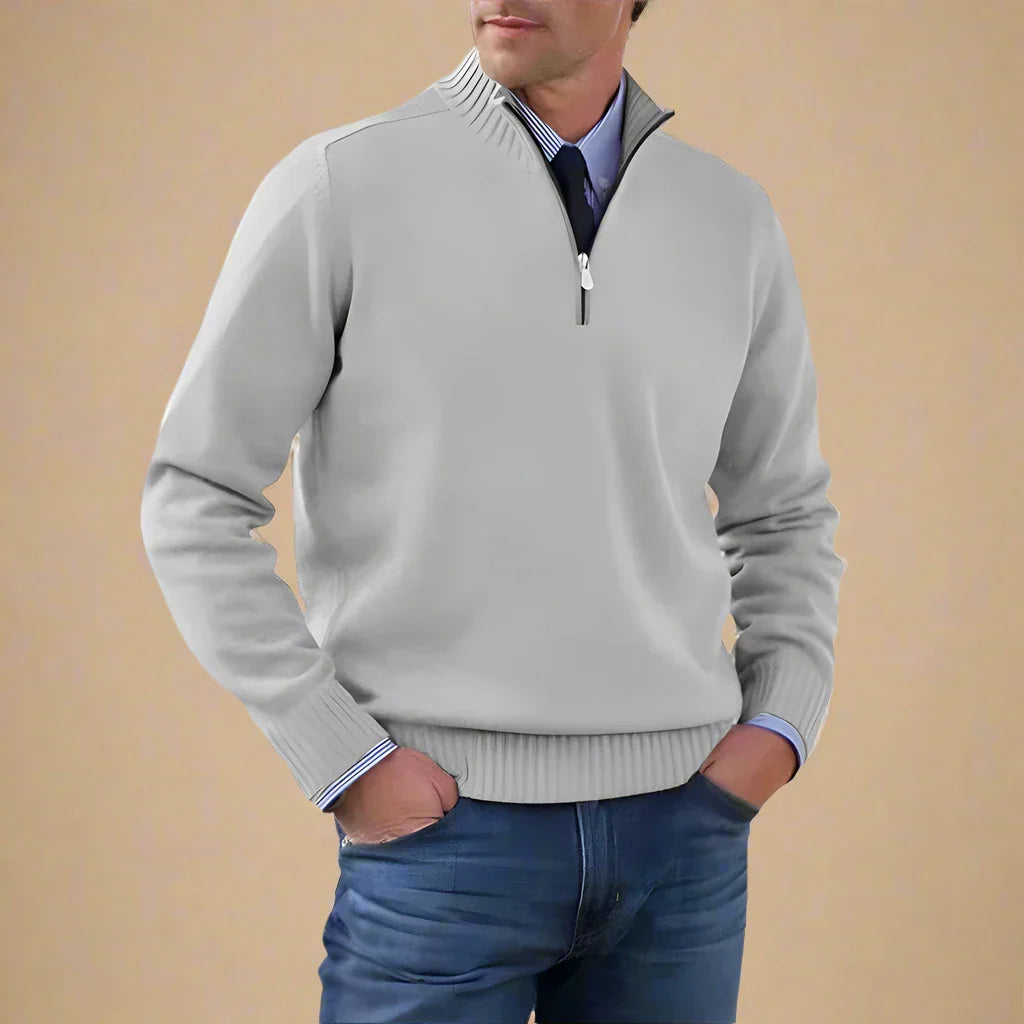 Troyer für kalte Tage - Business Casual Strickpullover mit Reißverschluss für Herren
