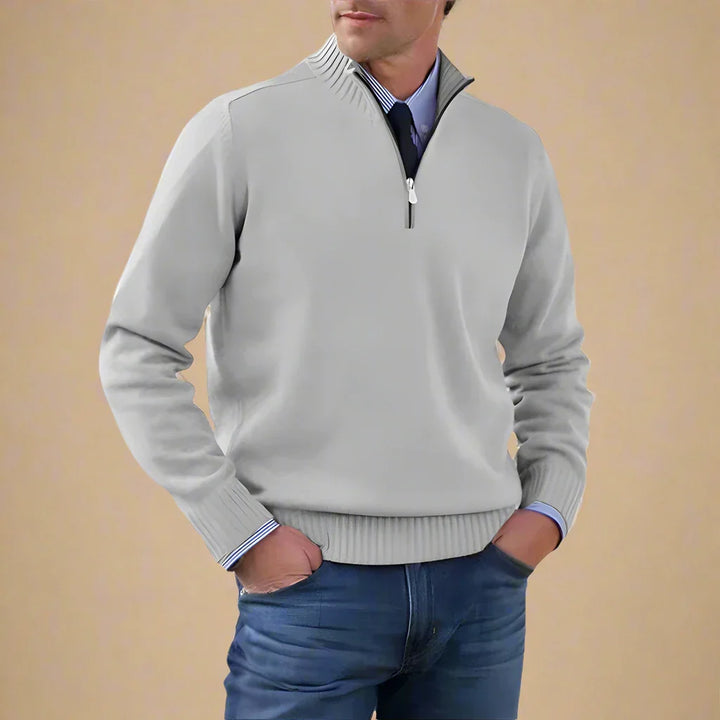 Troyer für kalte Tage - Business Casual Strickpullover mit Reißverschluss für Herren