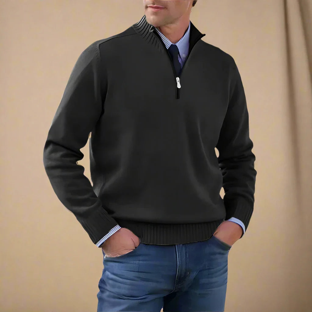 Troyer für kalte Tage - Business Casual Strickpullover mit Reißverschluss für Herren
