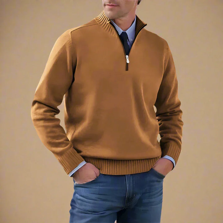 Troyer für kalte Tage - Business Casual Strickpullover mit Reißverschluss für Herren