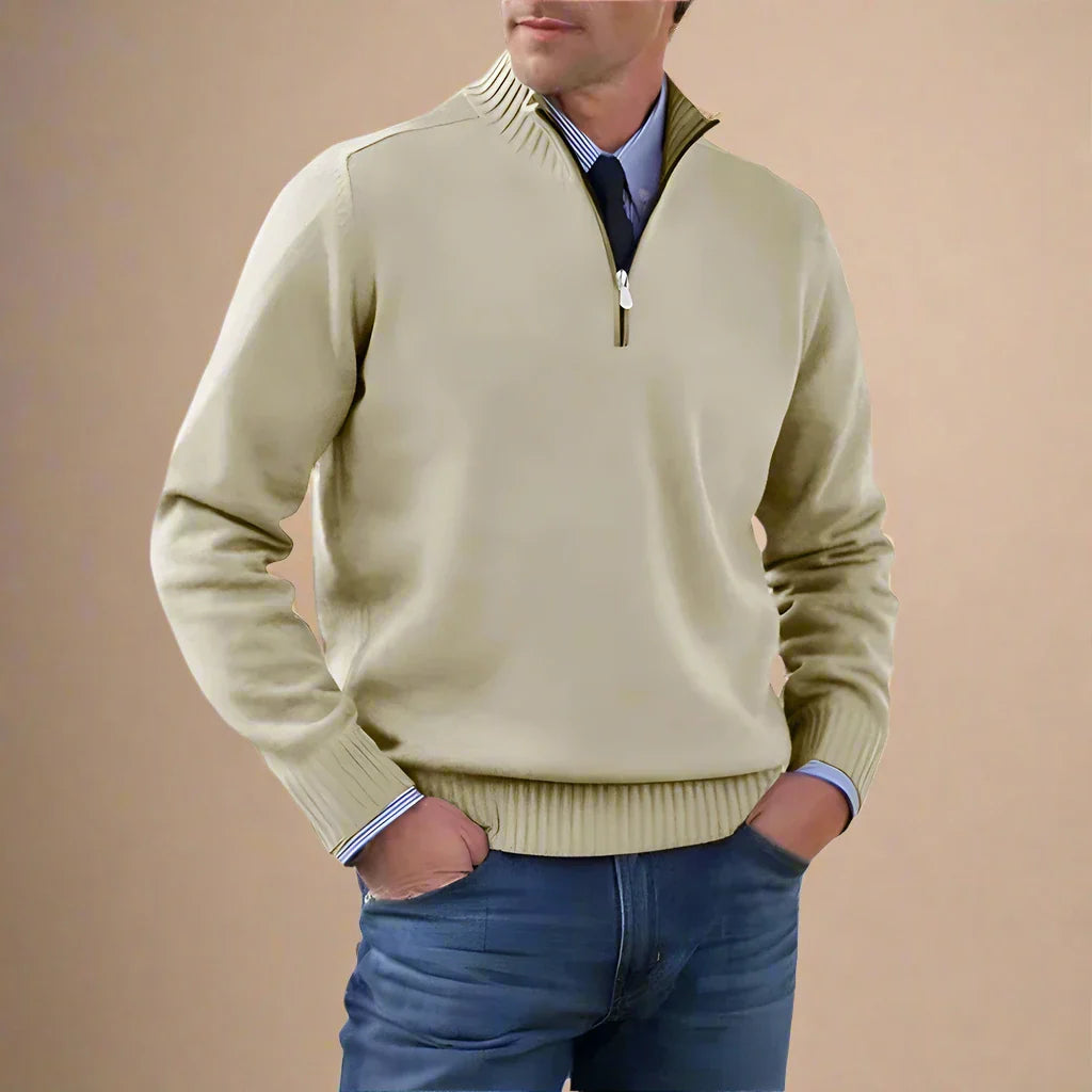 Troyer für kalte Tage - Business Casual Strickpullover mit Reißverschluss für Herren