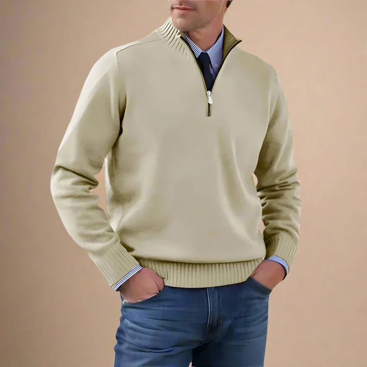 Troyer für kalte Tage - Business Casual Strickpullover mit Reißverschluss für Herren