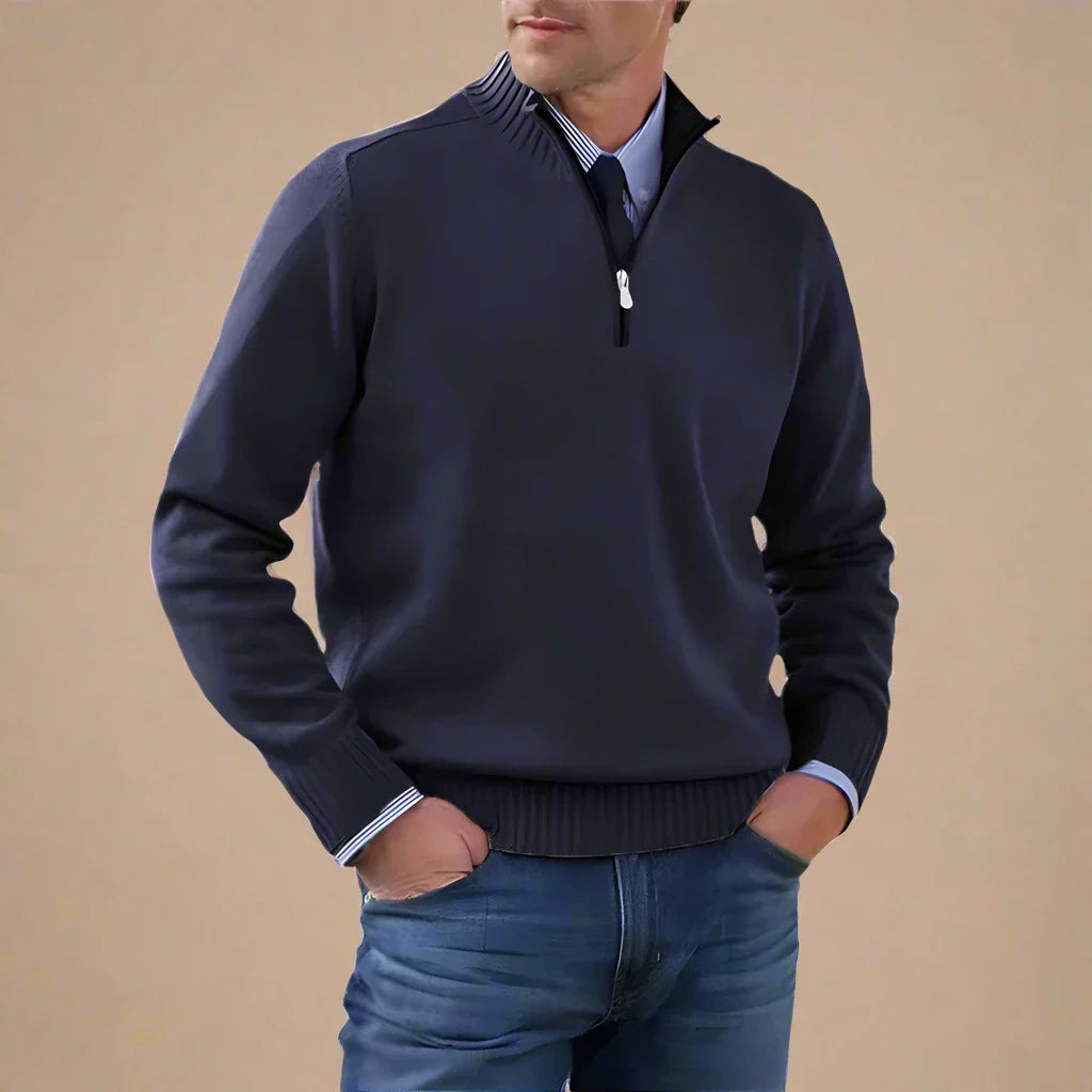 Troyer für kalte Tage - Business Casual Strickpullover mit Reißverschluss für Herren