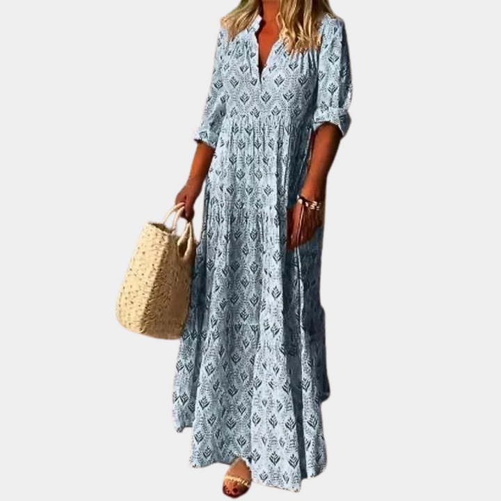 Sommerkleid für Damen - Luftiges Maxikleid mit 3/4-Ärmeln