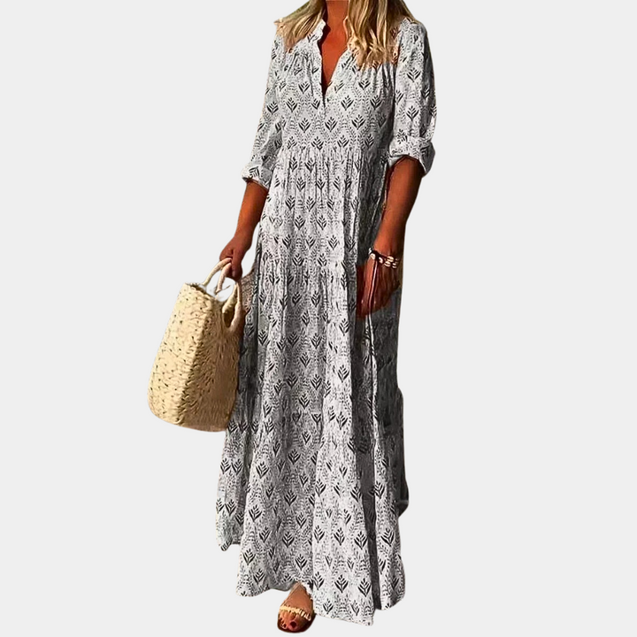 Sommerkleid für Damen - Luftiges Maxikleid mit 3/4-Ärmeln