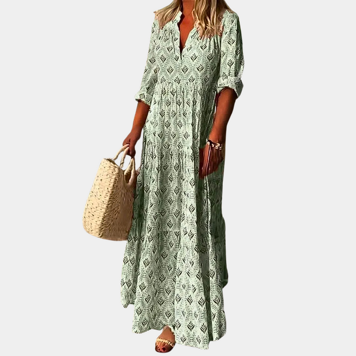 Sommerkleid für Damen - Luftiges Maxikleid mit 3/4-Ärmeln