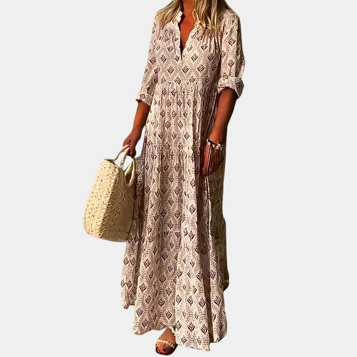 Sommerkleid für Damen - Luftiges Maxikleid mit 3/4-Ärmeln