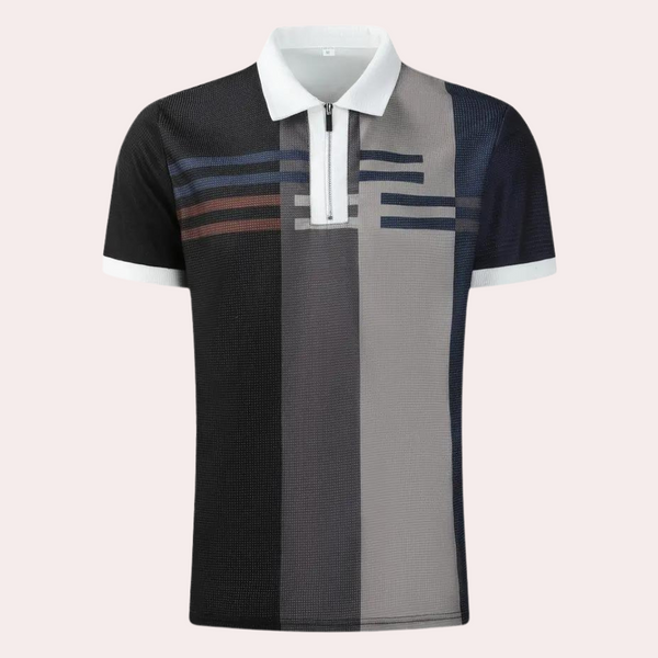 Luca Poloshirt | Stilvolles Zigzag-Poloshirt mit kurzen Ärmeln und Reißverschluss für Herren