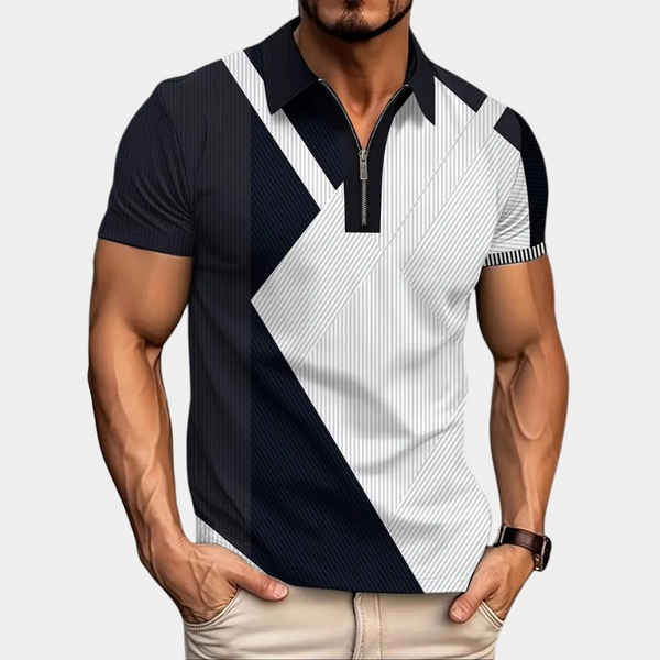 James Poloshirt | Stilvolles Zigzag-Poloshirt mit kurzen Ärmeln und Reißverschluss für Herren