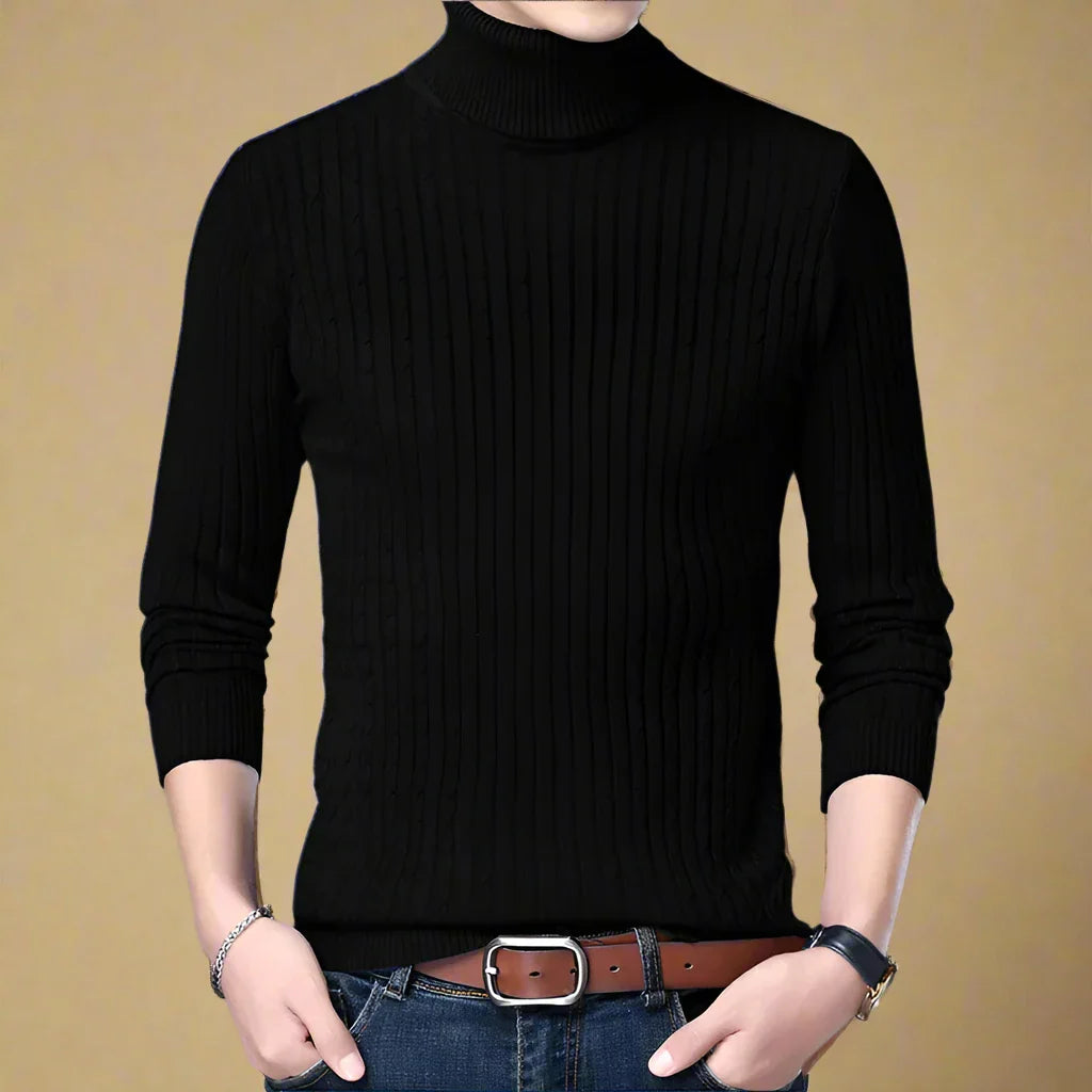Rollkragenpullover für Kalte Tage - Casual Strick Pullover mit Zopfmuster für Herren