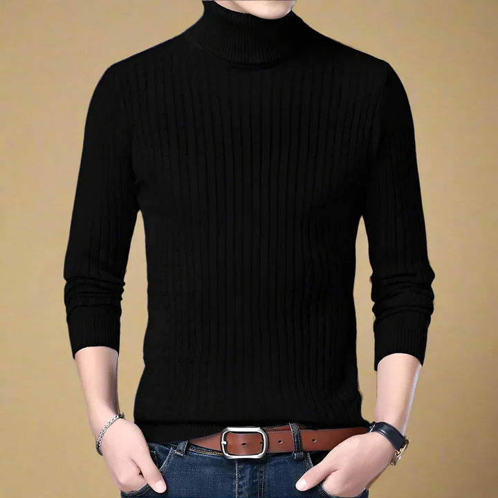 Rollkragenpullover für Kalte Tage - Casual Strick Pullover mit Zopfmuster für Herren