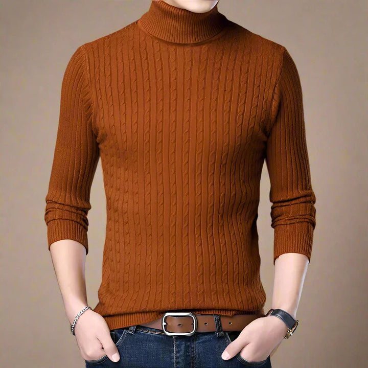 Rollkragenpullover für Kalte Tage - Casual Strick Pullover mit Zopfmuster für Herren