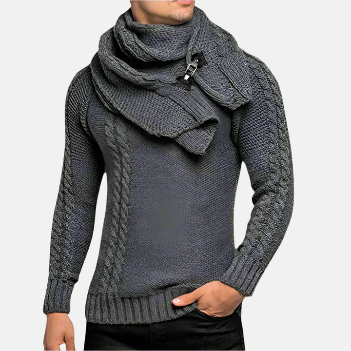 Rollkragenpullover für Kalte Tage - Stilvolle Strickpullover mit Mega Kragen und Zopfmuster für Herren