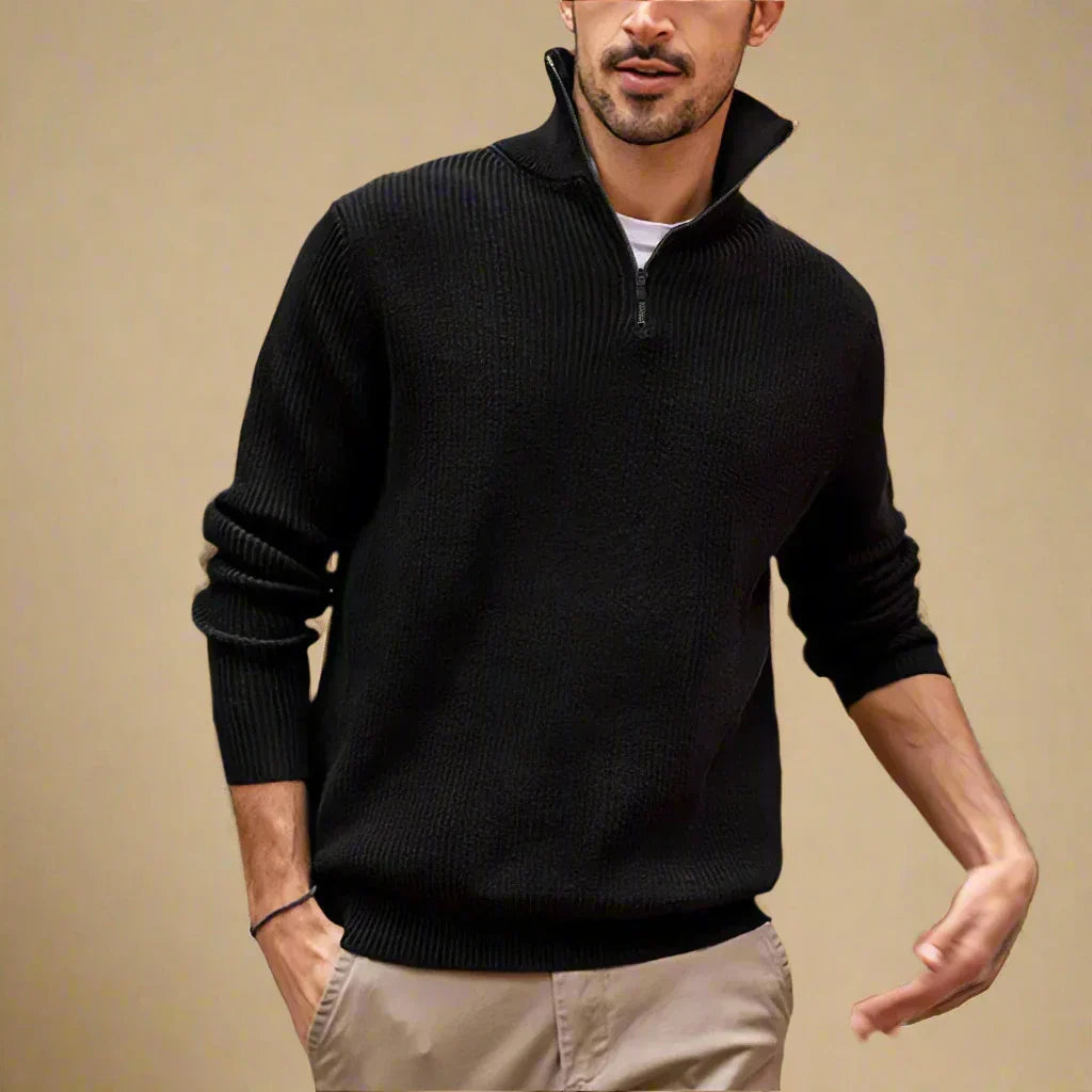 Troyer für den Herbst - Moderner Strick Pullover mit Zip für Herren