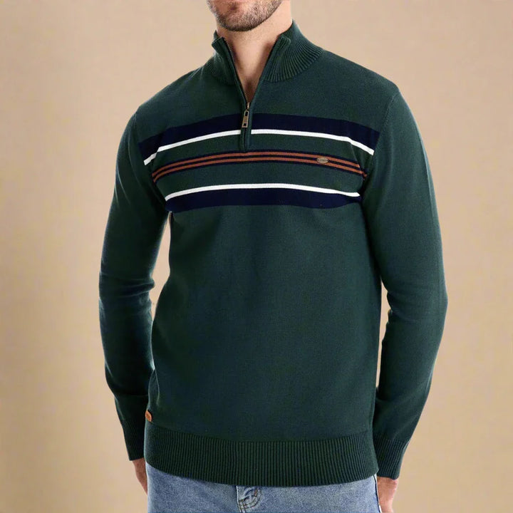 Troyer für Kalte Tage - Gestreifter Pullover mit Reißverschluss für Herren