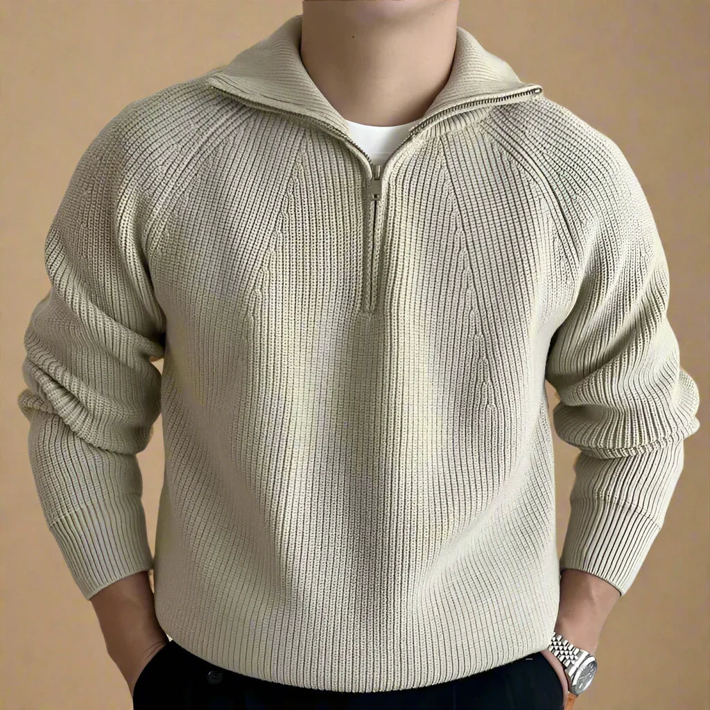 Troyer für Kalte Tage - Casual Half Zip Pullover mit Zopfmuster für Herren
