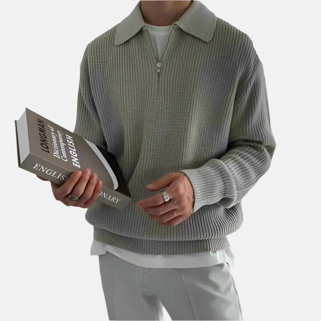 Polo Pullover für den Herbst - Stilvolle Oversized Zip Pullover mit Zopfmuster für Herren