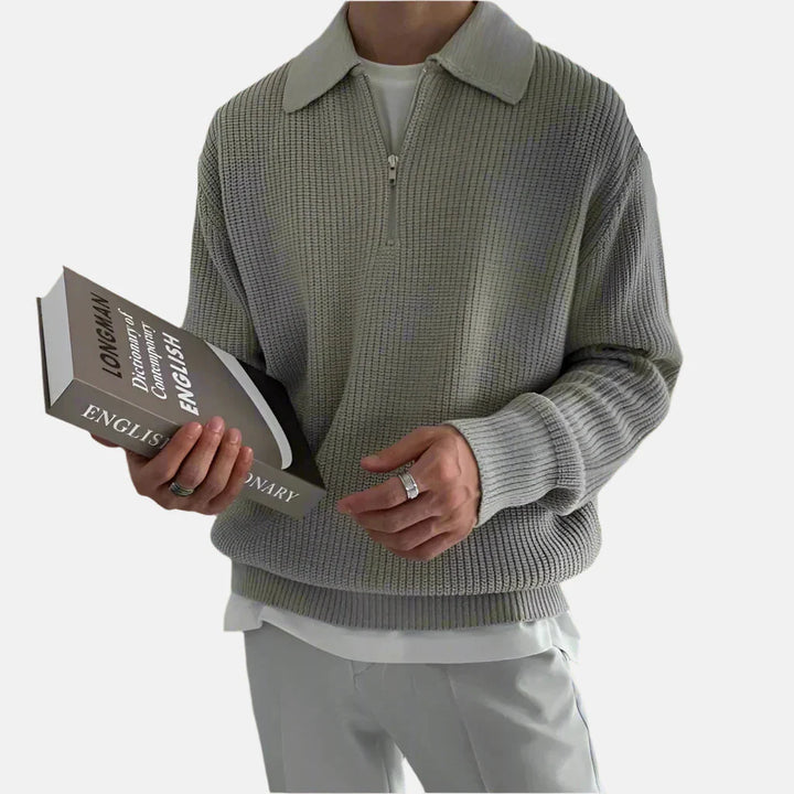 Polo Pullover für den Herbst - Stilvolle Oversized Zip Pullover mit Zopfmuster für Herren