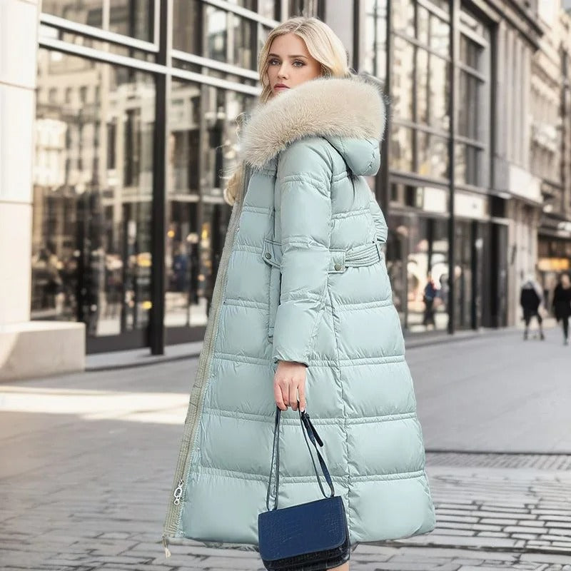 Caudalie Parka | Stilvolle lange Pufferparka mit Fellkragen für Damen