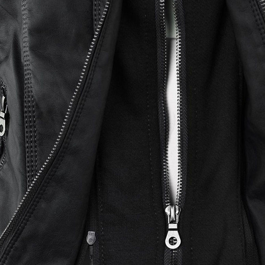 Lederjacke für Damen - Wetterfester Kunstleder Jacke mit Kapuze