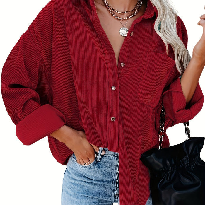 Cordhemd für den Herbst - Stilvolle Rippenflanell Hemdbluse für Damen