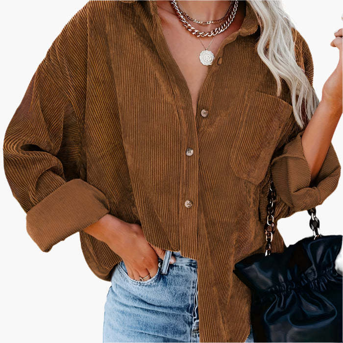 Cordhemd für den Herbst - Stilvolle Rippenflanell Hemdbluse für Damen