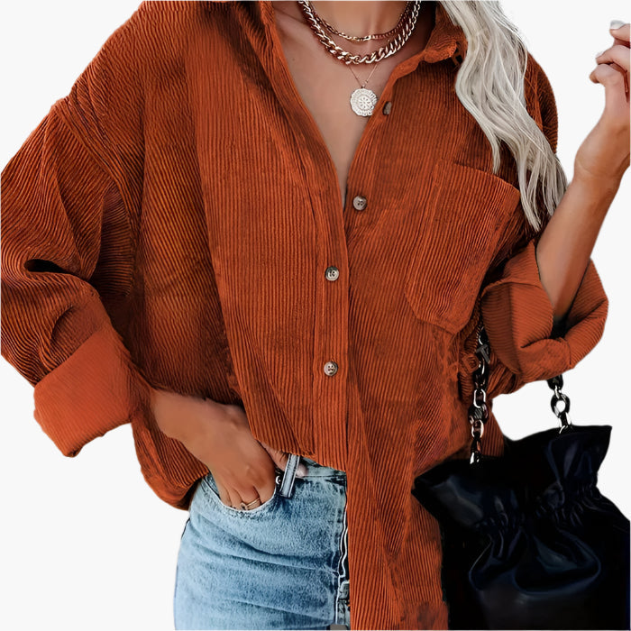 Cordhemd für den Herbst - Stilvolle Rippenflanell Hemdbluse für Damen