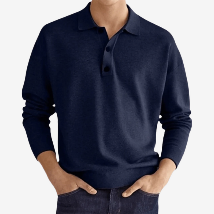 Polo-Pullover für den Herbst - Stillvolle Strick Langarm Polo für Herren