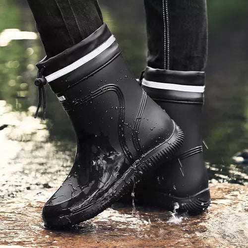 Regenstiefel für den Herbst - Wasserdichte Gummistiefel mit warmem Plüschfutter für Herren