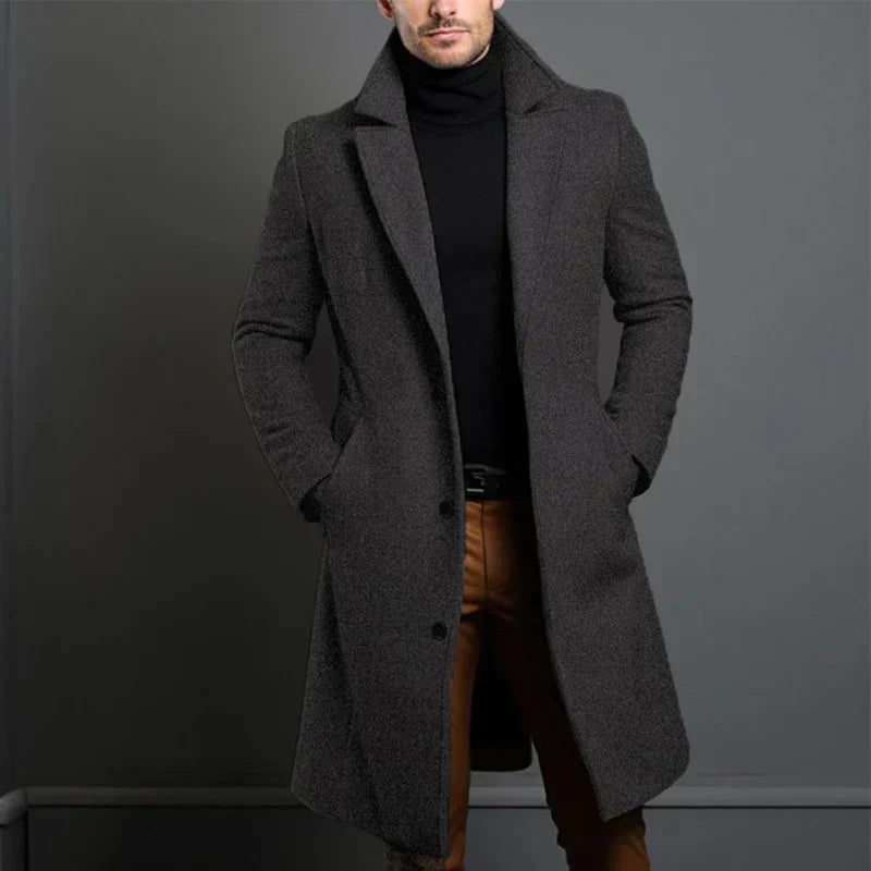 Wollmantel für Herren - Hochwertiger langer Mantel für Herbst & Winter