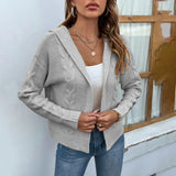 Elegant gestrickte Jacke mit Kapuze für Damen