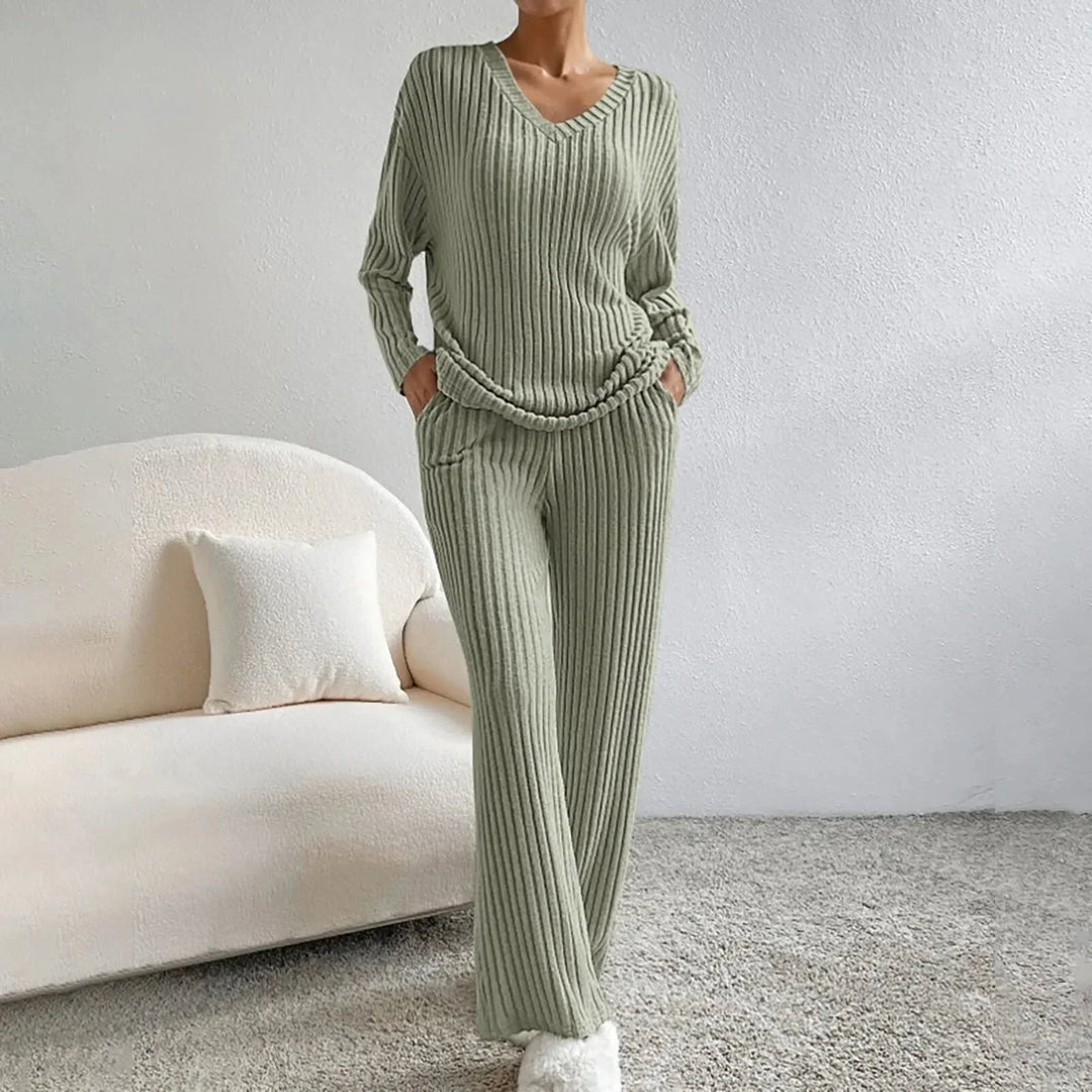 Lounge Zweiteiler für den Herbst - Elegante Weiche Rippmuster-sets für Damen