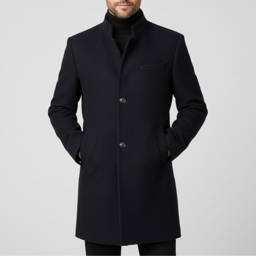 Herren Mantel – Eleganter Wintermantel mit Stehkragen und Knopfverschluss