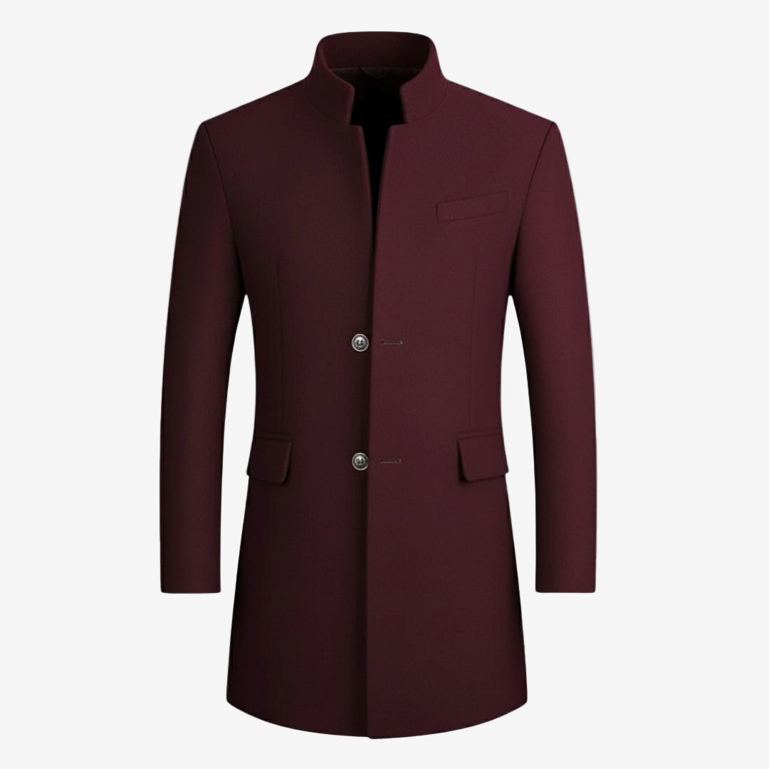 Herren Mantel – Eleganter Wintermantel mit Stehkragen und Knopfverschluss